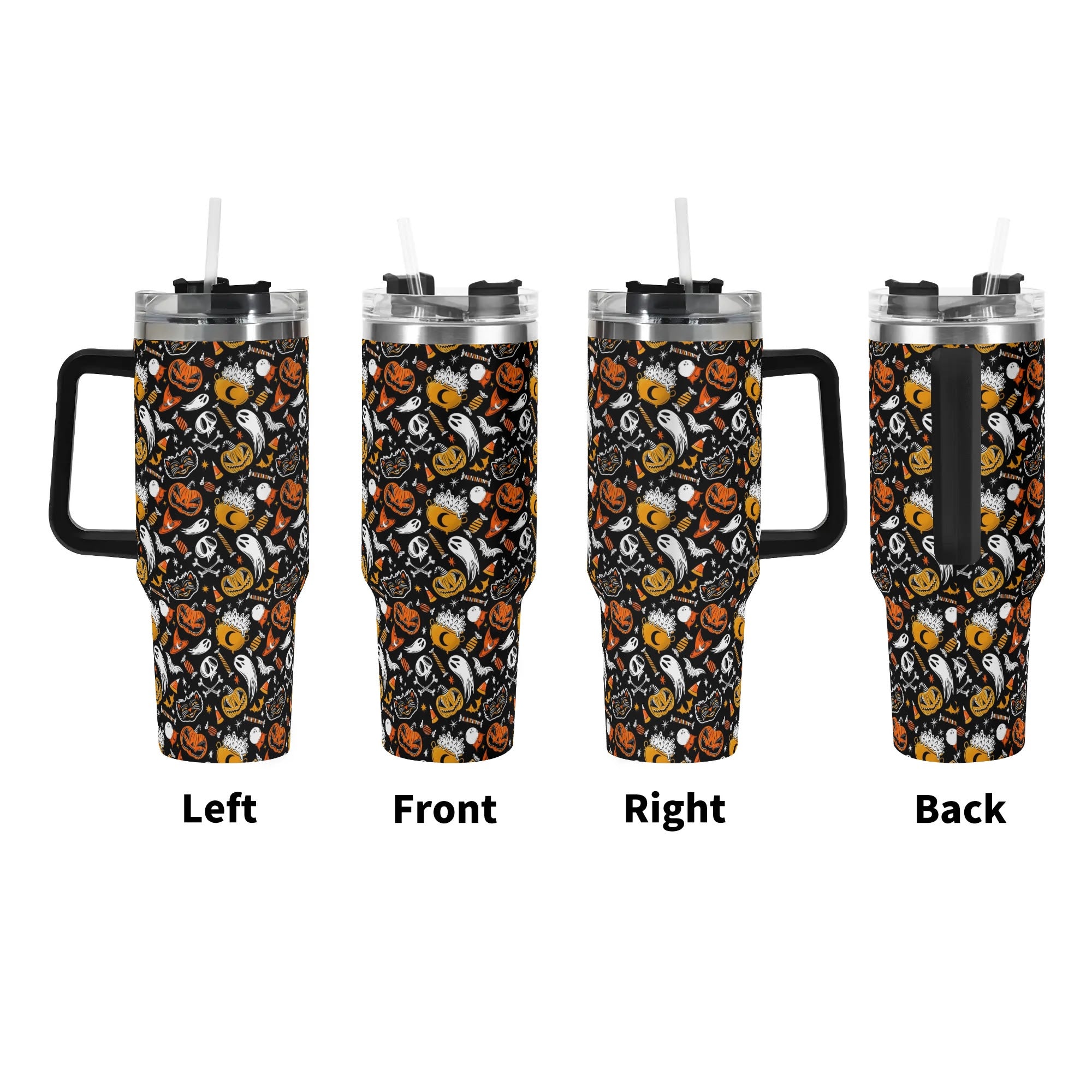 Spooky Halloween Tumbler with Straw - 40oz Insulated Travel Mug - Image 2