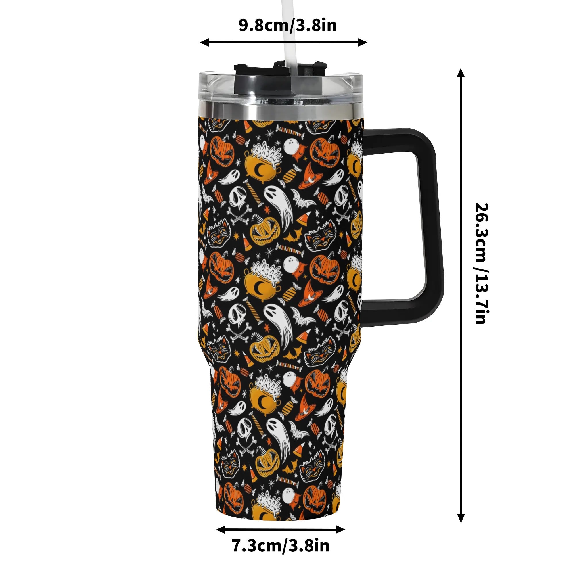 Spooky Halloween Tumbler with Straw - 40oz Insulated Travel Mug - Image 6