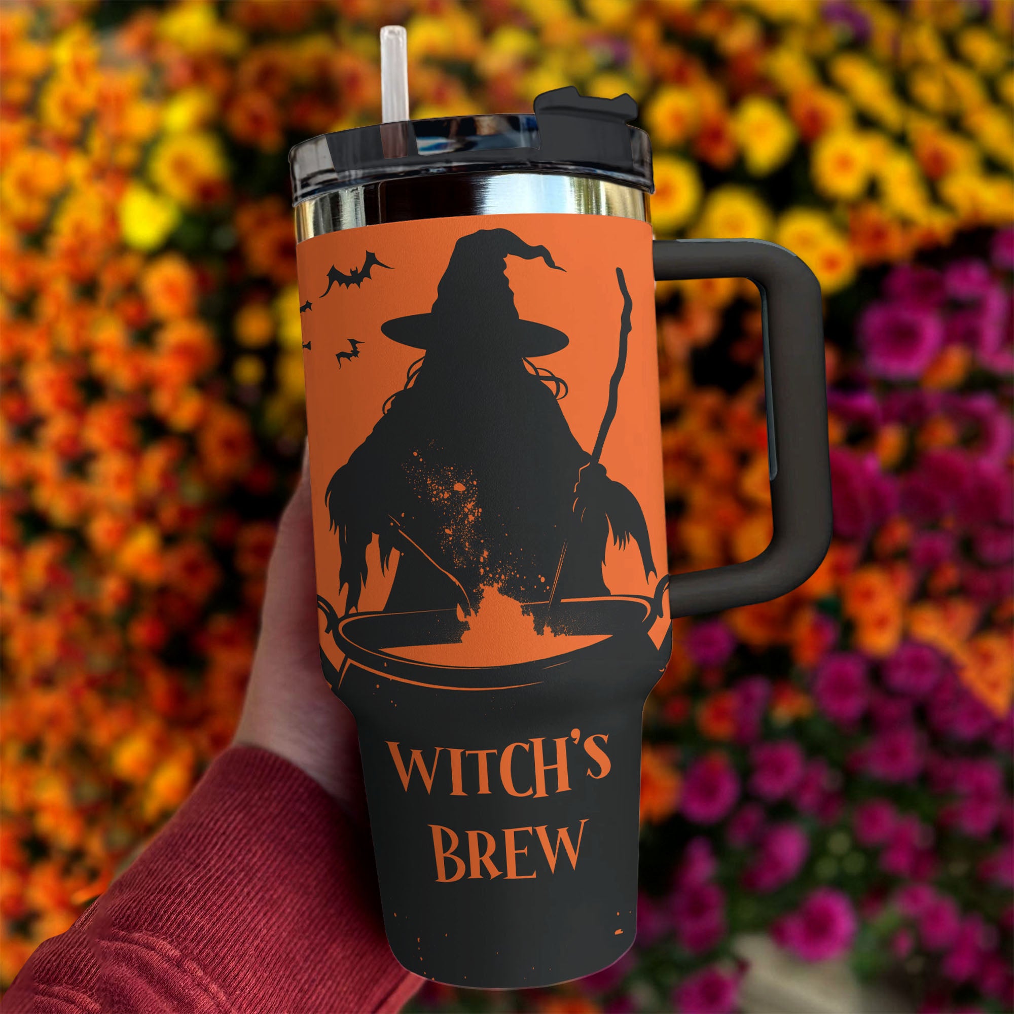 Witch's Brew Halloween Tumbler with Handle - Spooky Drinkware for Magical Sips - Image 2