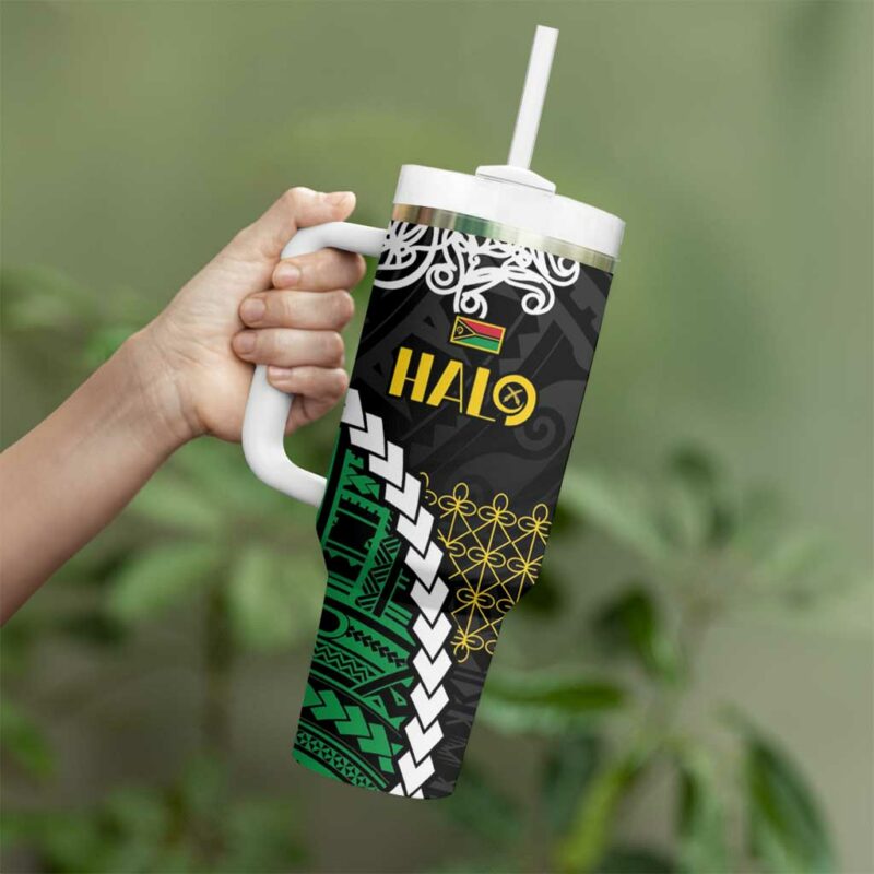 Halo Vanuatu Pride Custom Stanley Quencher 40oz Stainless Steel Tumbler With Handle - Threewoofs - Image 3