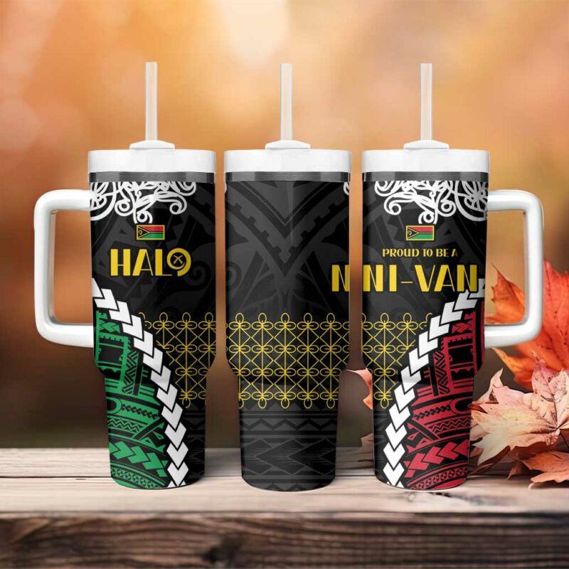 Halo Vanuatu Pride Custom Stanley Quencher 40oz Stainless Steel Tumbler With Handle - Threewoofs - Image 4