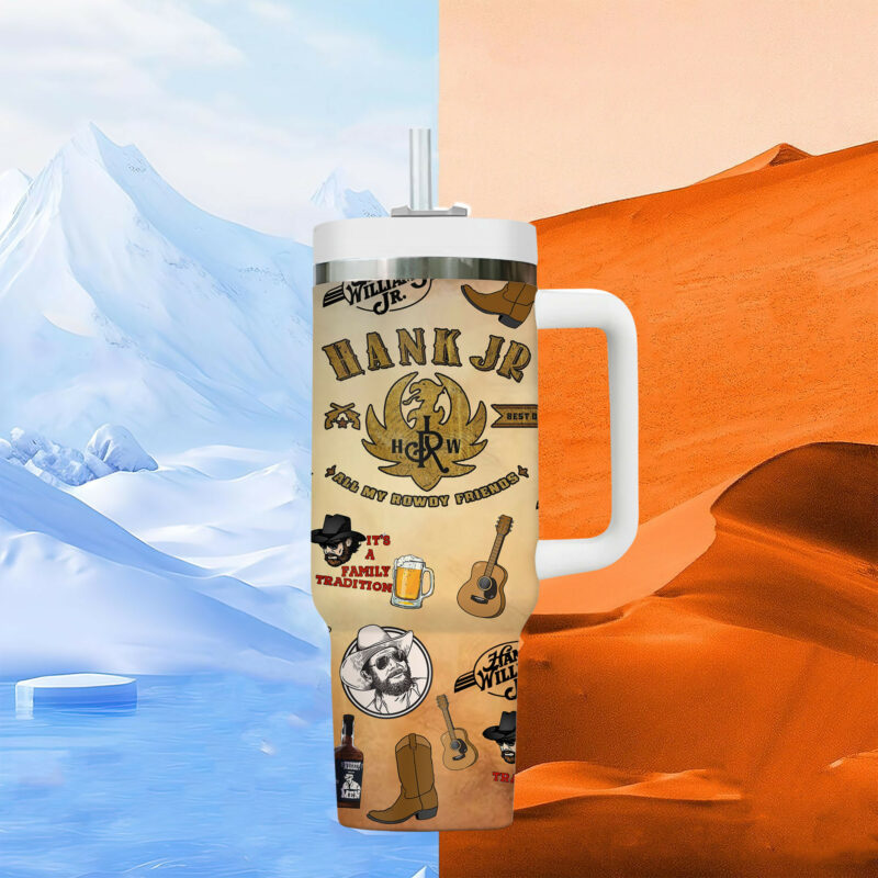 Hank William Jr. Music Custom Stanley Quencher 40oz Stainless Steel Tumbler With Handle - Threewoofs - Image 7