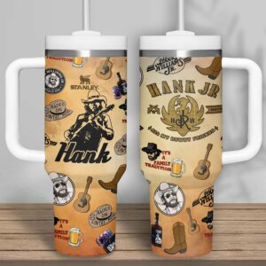 Hank William Jr. Music Custom Stanley Quencher 40oz Stainless Steel Tumbler With Handle - Threewoofs