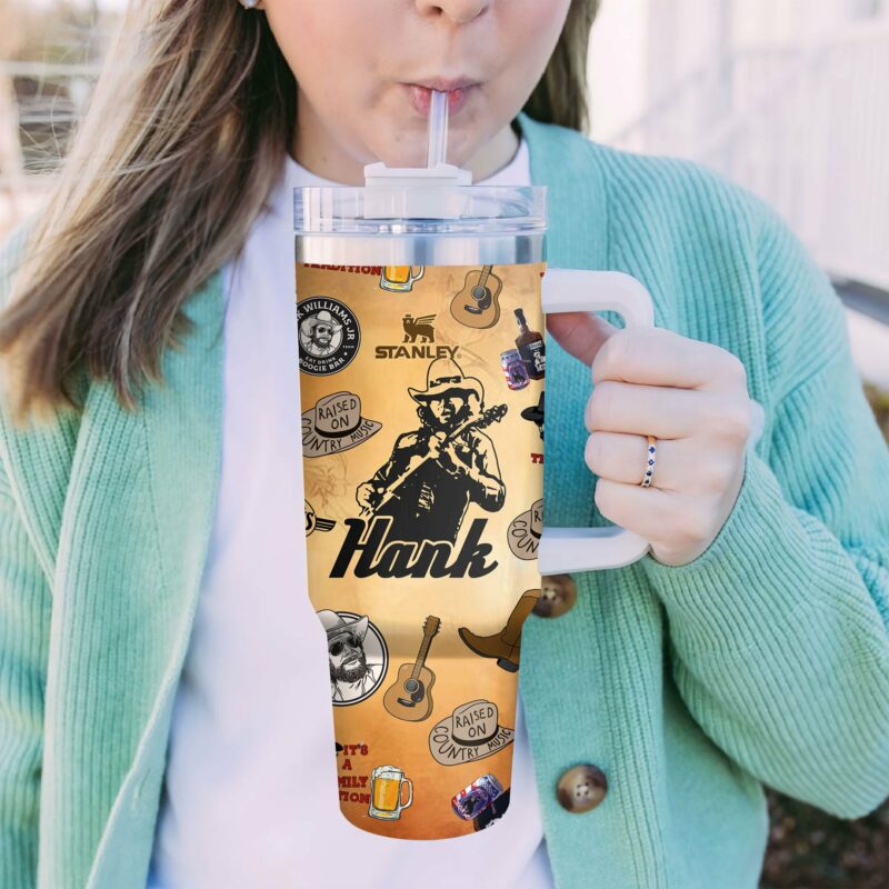 Hank William Jr. Music Custom Stanley Quencher 40oz Stainless Steel Tumbler With Handle - Threewoofs - Image 4