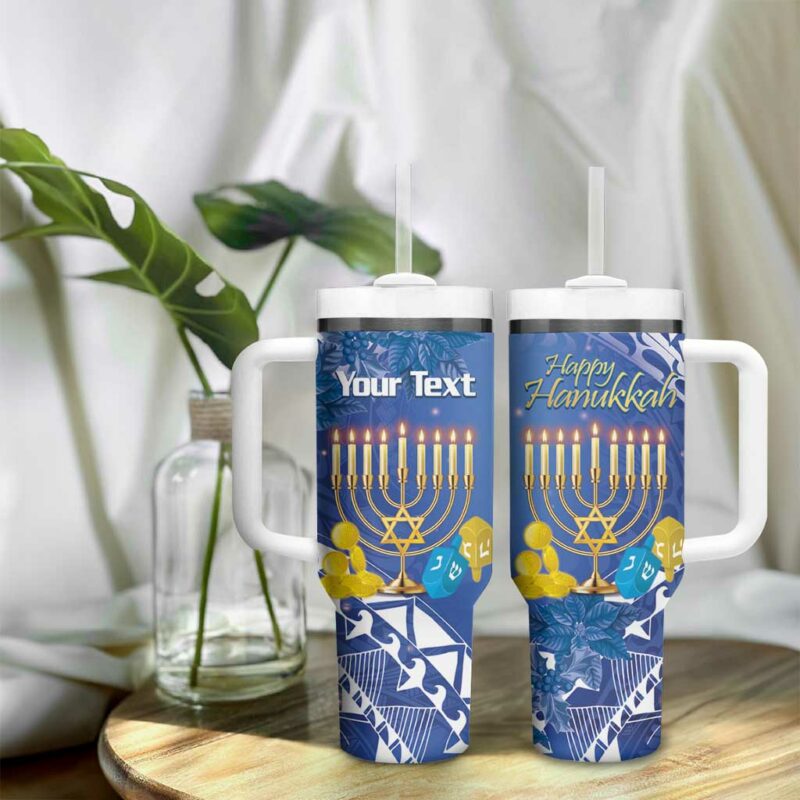 Hanukkah Jewish Festival It‚Äôs Lit Polynesian Custom Stanley Quencher 40oz Stainless Steel Tumbler With Handle - Threewoofs - Image 9