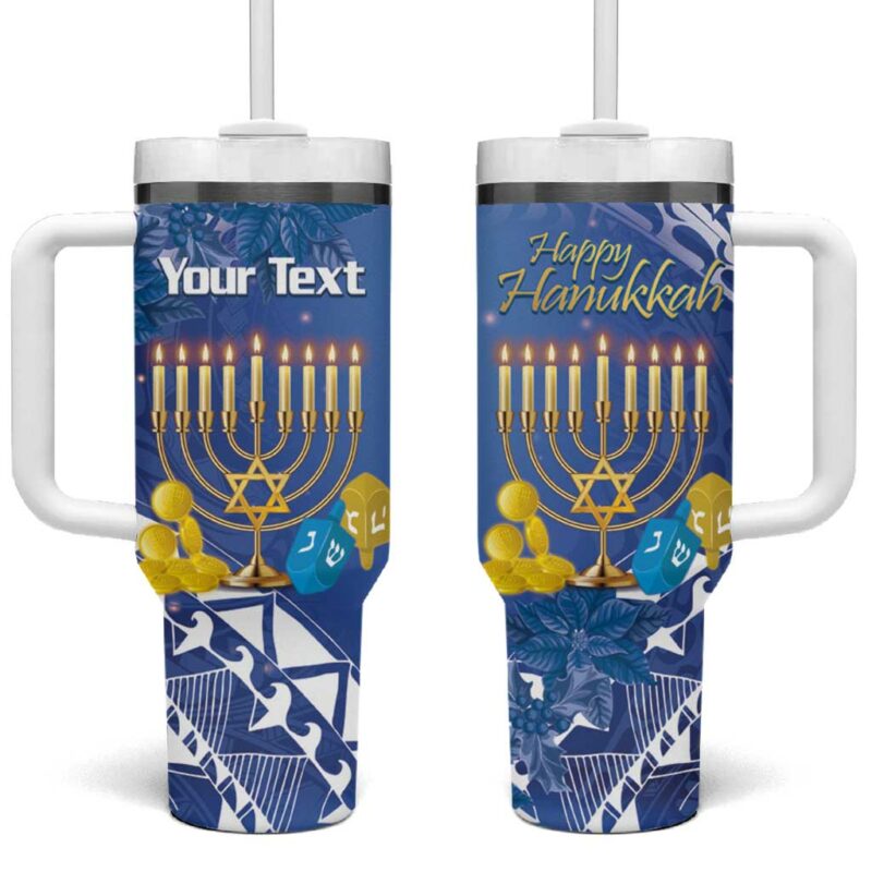Hanukkah Jewish Festival It‚Äôs Lit Polynesian Custom Stanley Quencher 40oz Stainless Steel Tumbler With Handle - Threewoofs