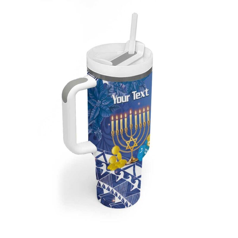 Hanukkah Jewish Festival It‚Äôs Lit Polynesian Custom Stanley Quencher 40oz Stainless Steel Tumbler With Handle - Threewoofs - Image 2