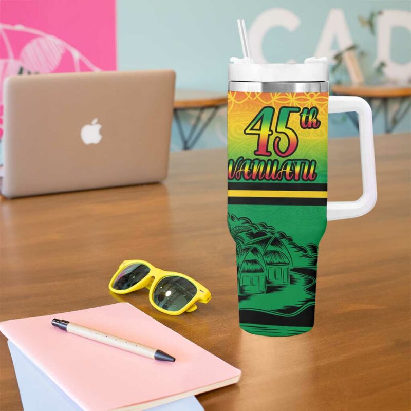 Hapi 45th Indipendens Dei Vanuatu Custom Stanley Quencher 40oz Stainless Steel Tumbler With Handle - Threewoofs - Image 5