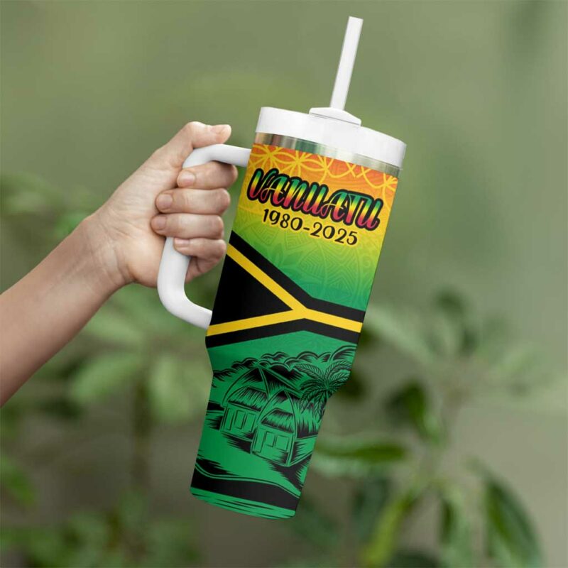 Hapi 45th Indipendens Dei Vanuatu Custom Stanley Quencher 40oz Stainless Steel Tumbler With Handle - Threewoofs - Image 3