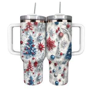 Happy Christmas Custom Stanley Quencher 40oz Stainless Steel Tumbler With Handle - Threewoofs