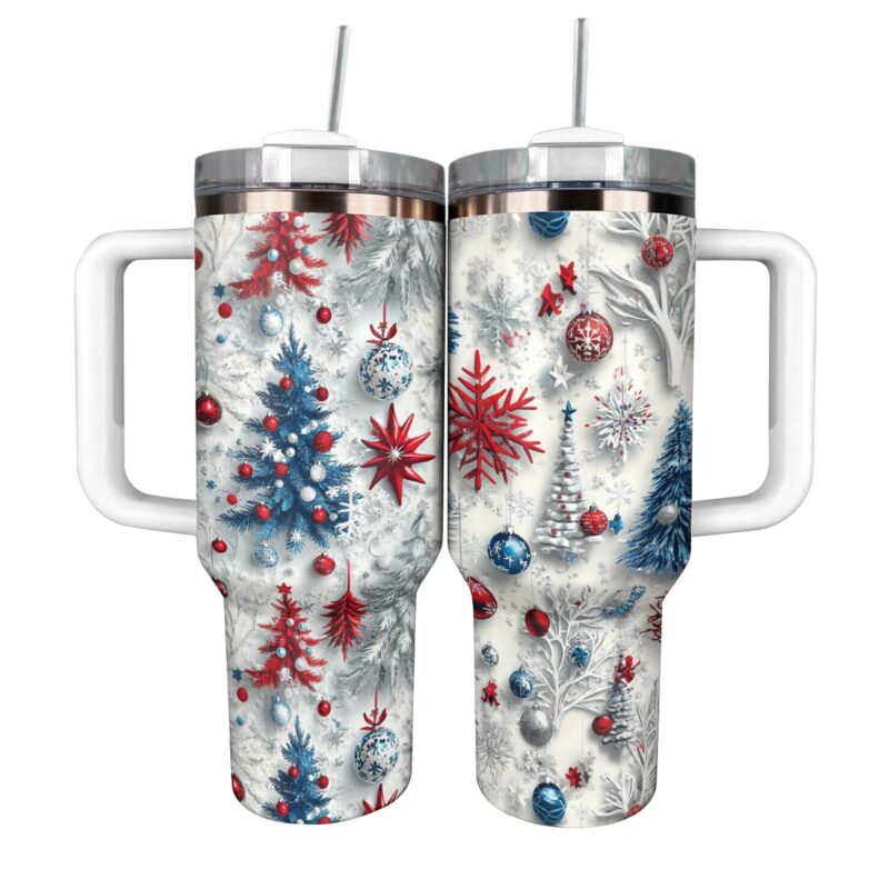Happy Christmas Custom Stanley Quencher 40oz Stainless Steel Tumbler With Handle - Threewoofs