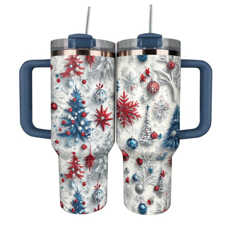 Happy Christmas Custom Stanley Quencher 40oz Stainless Steel Tumbler With Handle - Threewoofs - Image 3