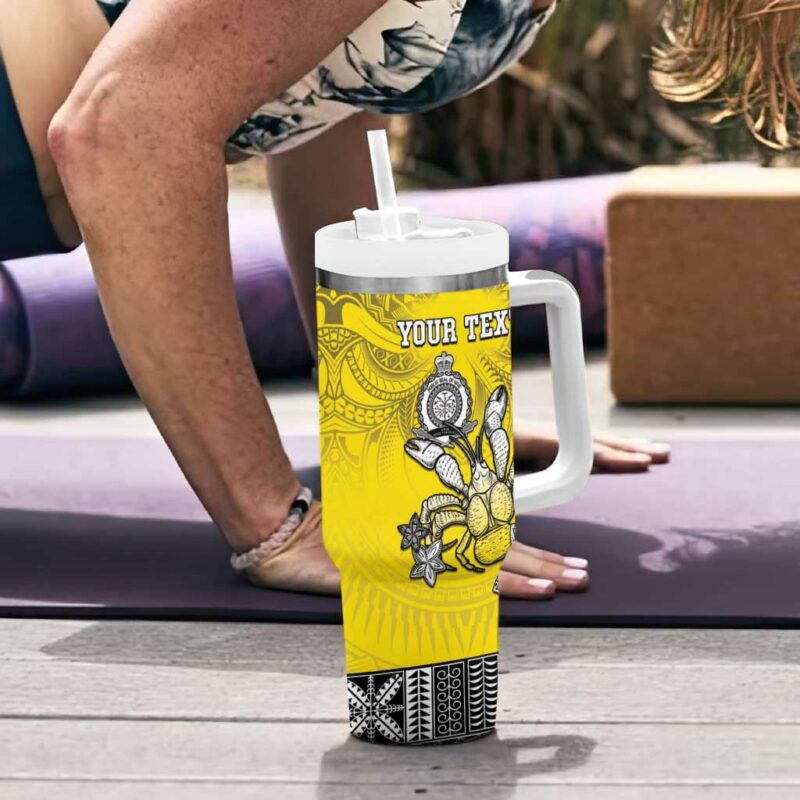 Happy Niue Constitution Day Niuean Crab Hiapo Yellow Custom Stanley Quencher 40oz Stainless Steel Tumbler With Handle - Threewoofs - Image 6