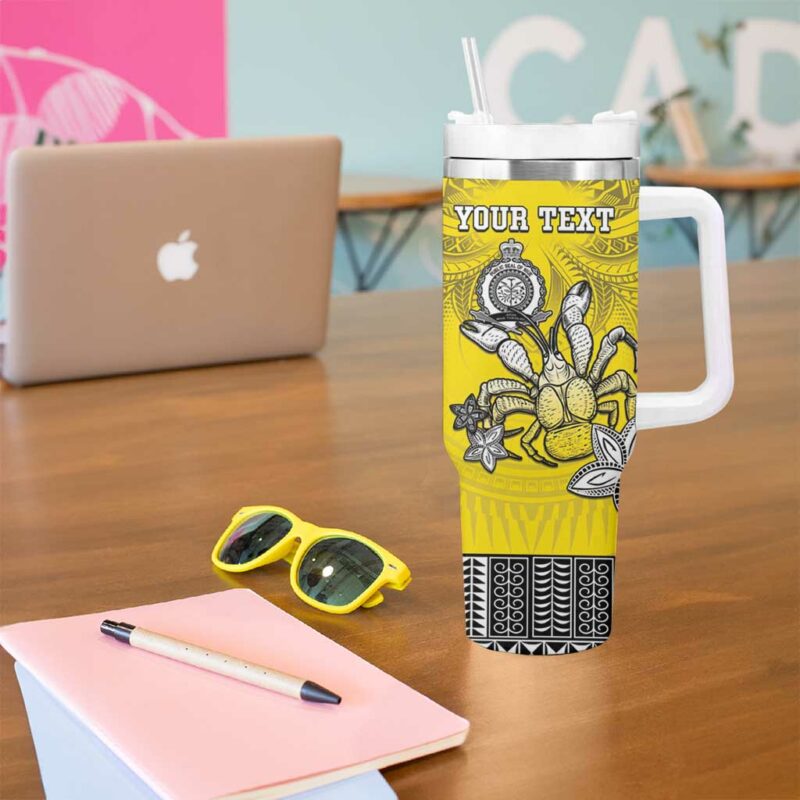 Happy Niue Constitution Day Niuean Crab Hiapo Yellow Custom Stanley Quencher 40oz Stainless Steel Tumbler With Handle - Threewoofs - Image 5