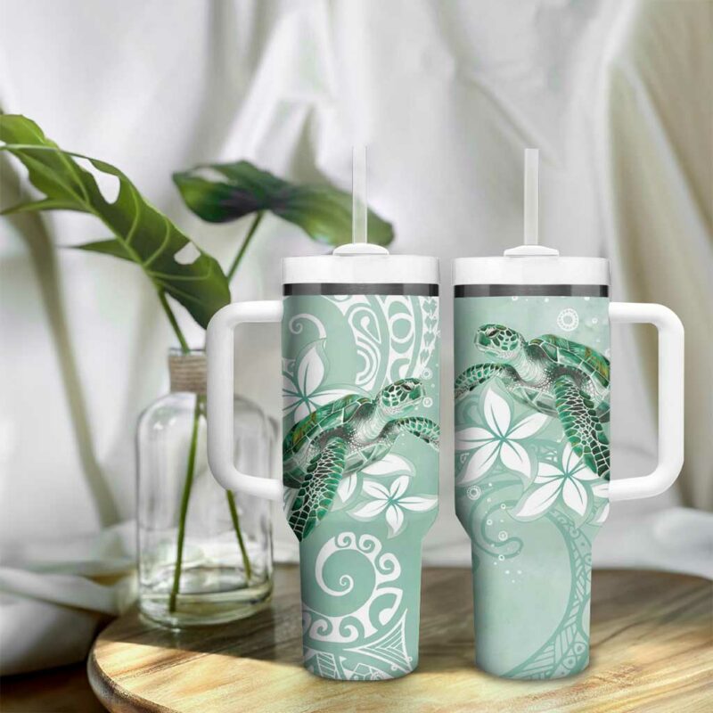 Happy Valentine‚Äôs Day Polynesia SeaTurtle Polynesian Green Lester Color Custom Stanley Quencher 40oz Stainless Steel Tumbler With Handle - Threewoofs - Image 9