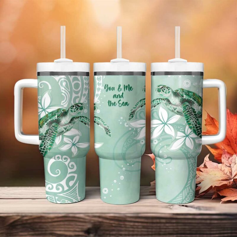 Happy Valentine‚Äôs Day Polynesia SeaTurtle Polynesian Green Lester Color Custom Stanley Quencher 40oz Stainless Steel Tumbler With Handle - Threewoofs - Image 4