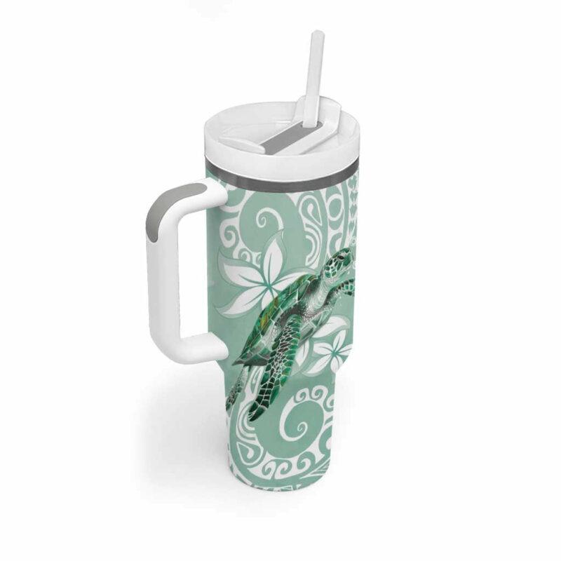 Happy Valentine‚Äôs Day Polynesia SeaTurtle Polynesian Green Lester Color Custom Stanley Quencher 40oz Stainless Steel Tumbler With Handle - Threewoofs - Image 2