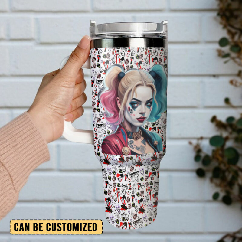 Harley Quinn Joker Movies Custom Stanley Quencher 40oz Stainless Steel Tumbler With Handle - Threewoofs - Image 3