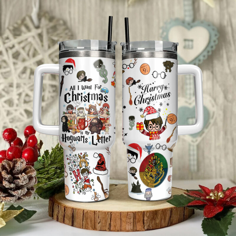 Harry Potter Movies Christmas Custom Stanley Quencher 40oz Stainless Steel Tumbler With Handle - Threewoofs - Image 2