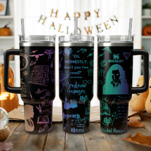 Harry Potter Movies Custom Stanley Quencher 40oz Stainless Steel Tumbler With Handle - Threewoofs