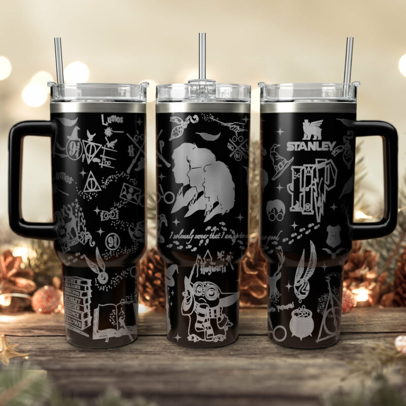 Harry Potter Movies Custom Stanley Quencher 40oz Stainless Steel Tumbler With Handle - Threewoofs