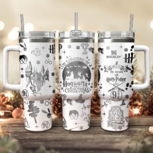 Harry Potter Movies Custom Stanley Quencher 40oz Stainless Steel Tumbler With Handle - Threewoofs