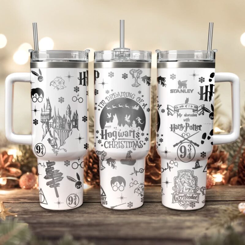 Harry Potter Movies Custom Stanley Quencher 40oz Stainless Steel Tumbler With Handle - Threewoofs