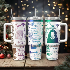 Harry Potter Movies Custom Stanley Quencher 40oz Stainless Steel Tumbler With Handle - Threewoofs