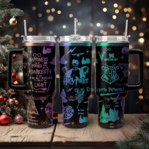 Harry Potter Movies Custom Stanley Quencher 40oz Stainless Steel Tumbler With Handle - Threewoofs