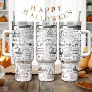 Harry Potter Movies Custom Stanley Quencher 40oz Stainless Steel Tumbler With Handle - Threewoofs