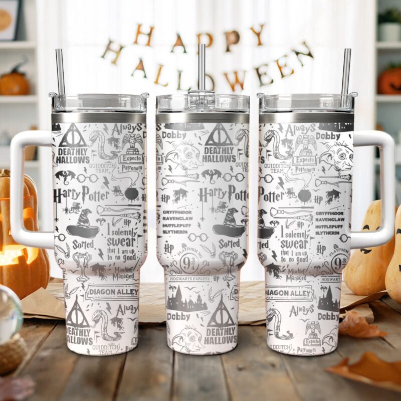 Harry Potter Movies Custom Stanley Quencher 40oz Stainless Steel Tumbler With Handle - Threewoofs