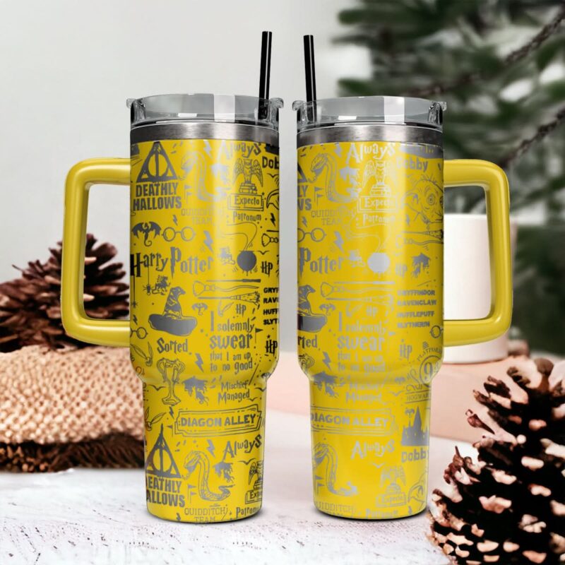 Harry Potter Movies Custom Stanley Quencher 40oz Stainless Steel Tumbler With Handle - Threewoofs