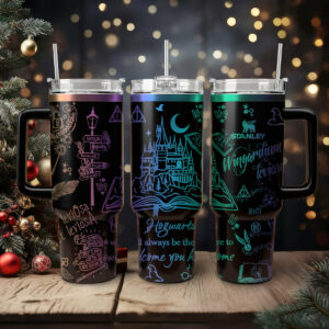 Harry Potter Movies Custom Stanley Quencher 40oz Stainless Steel Tumbler With Handle - Threewoofs