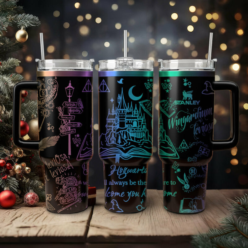 Harry Potter Movies Custom Stanley Quencher 40oz Stainless Steel Tumbler With Handle - Threewoofs