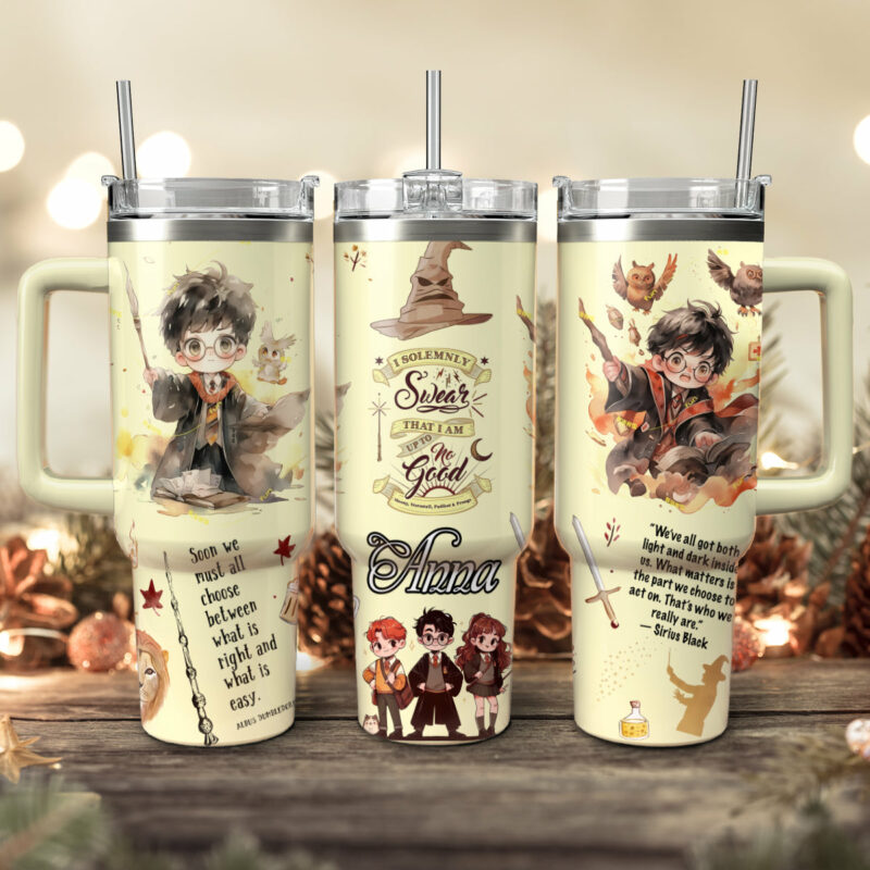 Harry Potter Movies Custom Stanley Quencher 40oz Stainless Steel Tumbler With Handle - Threewoofs