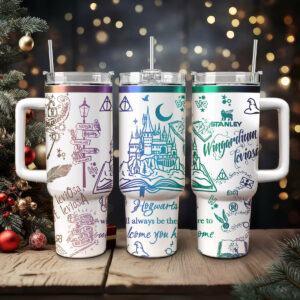 Harry Potter Movies Custom Stanley Quencher 40oz Stainless Steel Tumbler With Handle - Threewoofs