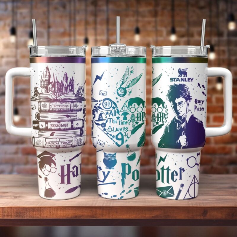 Harry Potter Movies Custom Stanley Quencher 40oz Stainless Steel Tumbler With Handle - Threewoofs