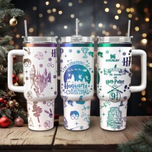 Harry Potter Movies Custom Stanley Quencher 40oz Stainless Steel Tumbler With Handle - Threewoofs