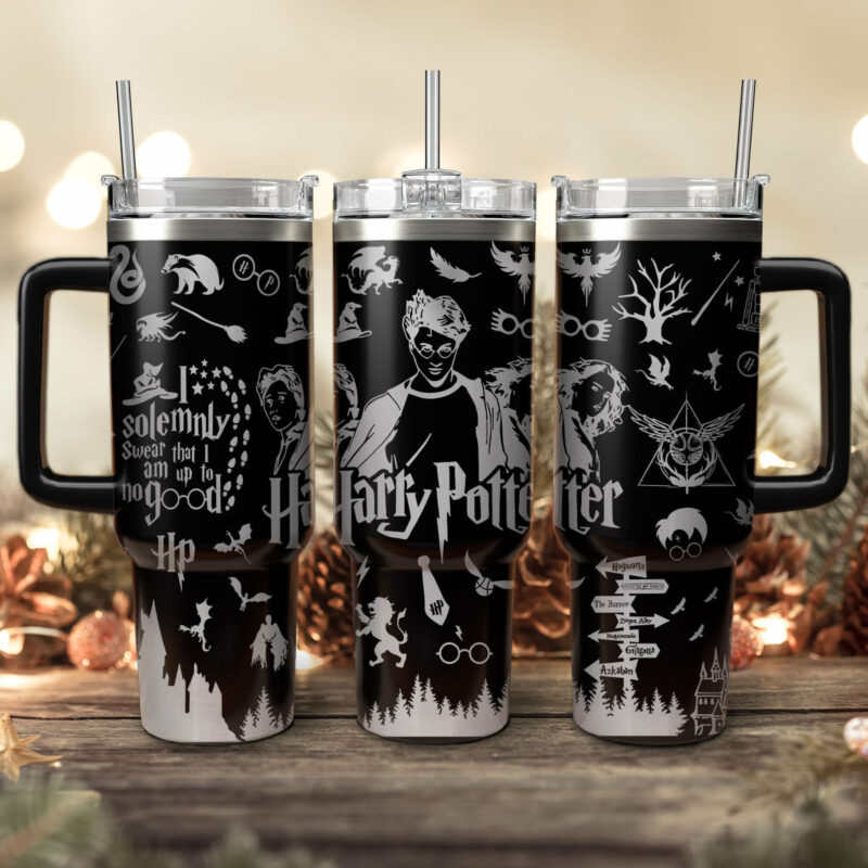 Harry Potter Movies Custom Stanley Quencher 40oz Stainless Steel Tumbler With Handle - Threewoofs