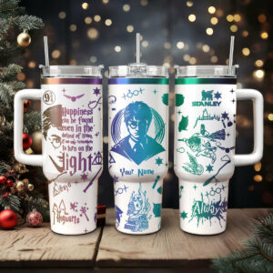 Harry Potter Movies Custom Stanley Quencher 40oz Stainless Steel Tumbler With Handle - Threewoofs