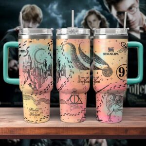 Harry Potter Movies Custom Stanley Quencher 40oz Stainless Steel Tumbler With Handle - Threewoofs