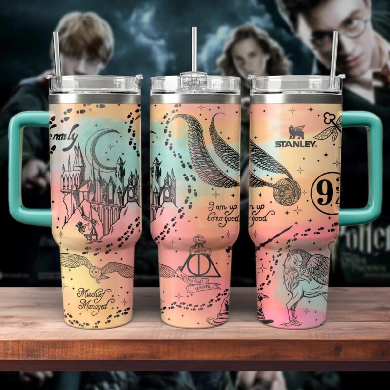 Harry Potter Movies Custom Stanley Quencher 40oz Stainless Steel Tumbler With Handle - Threewoofs