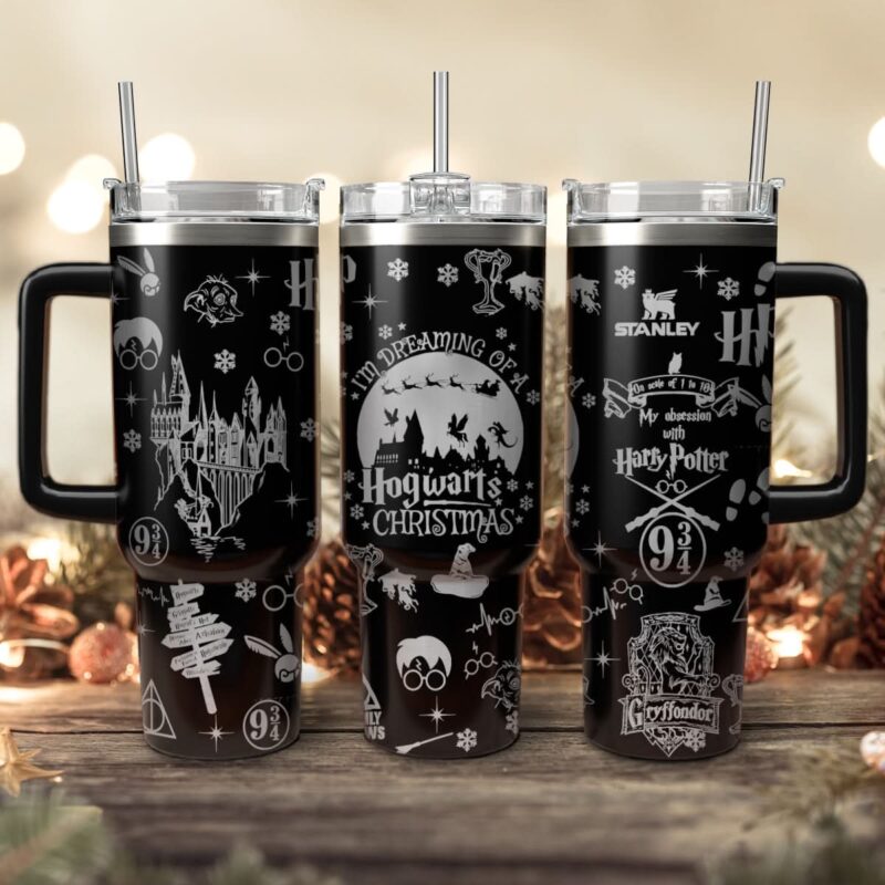 Harry Potter Movies Custom Stanley Quencher 40oz Stainless Steel Tumbler With Handle - Threewoofs