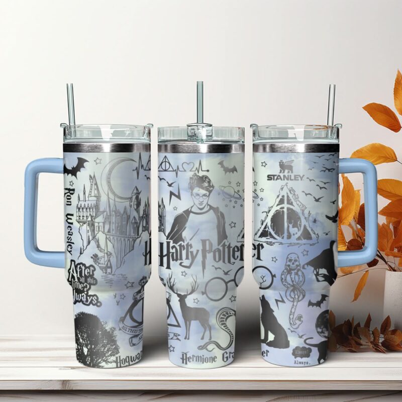 Harry Potter Movies Custom Stanley Quencher 40oz Stainless Steel Tumbler With Handle - Threewoofs