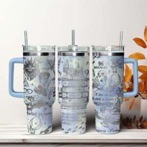 Harry Potter Movies Custom Stanley Quencher 40oz Stainless Steel Tumbler With Handle - Threewoofs
