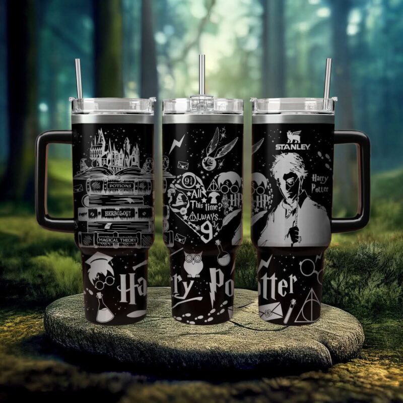 Harry Potter Movies Custom Stanley Quencher 40oz Stainless Steel Tumbler With Handle - Threewoofs