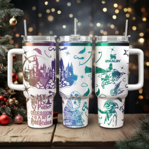 Harry Potter Movies Custom Stanley Quencher 40oz Stainless Steel Tumbler With Handle - Threewoofs