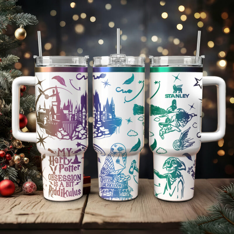 Harry Potter Movies Custom Stanley Quencher 40oz Stainless Steel Tumbler With Handle - Threewoofs