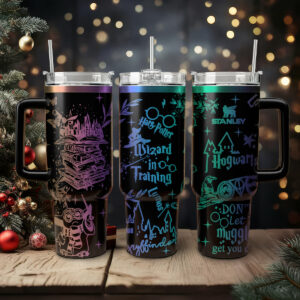 Harry Potter Movies Custom Stanley Quencher 40oz Stainless Steel Tumbler With Handle - Threewoofs