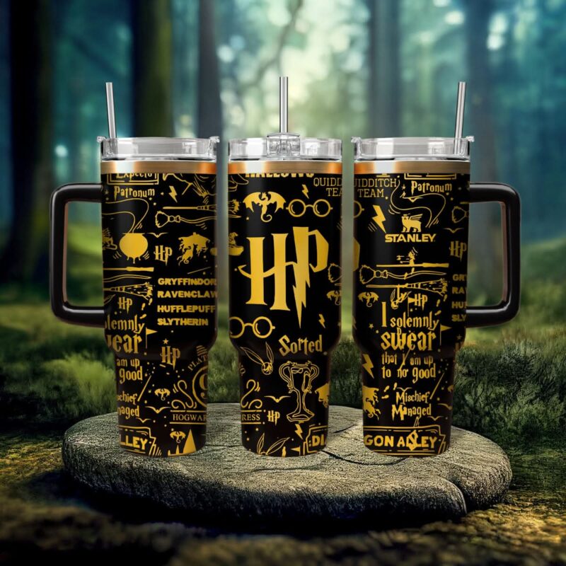 Harry Potter Movies Custom Stanley Quencher 40oz Stainless Steel Tumbler With Handle - Threewoofs